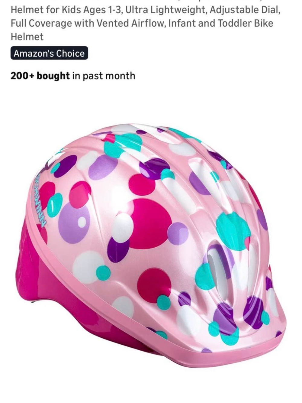 Schwinn toddler helmet NWOT and matching pad set NWT